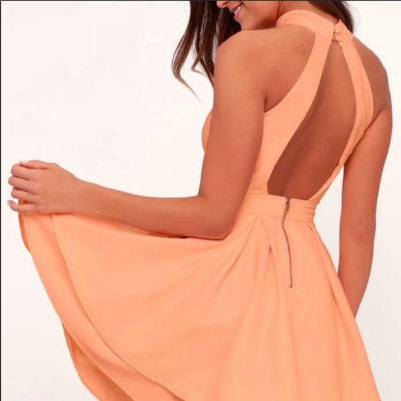 Lulus Dresses & Skirts - Lulu’s XS Peach Dress Rehearsal Skater Dress